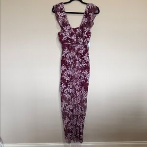 Wayf Burgundy Floral Maxi Dress
